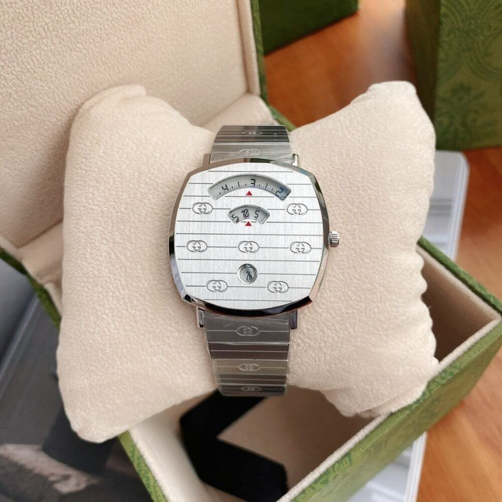 ساعة قوتشي GRIP - فضي كامل