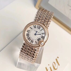 ساعة كارتييه بالون بلانس - مرصعه بالزركون اللامع