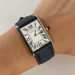 ساعة كارتير دي تانك - حزام جلدي اسود