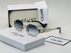 نظارة بإطار هندسي وعدسات زرقاء متدرجة