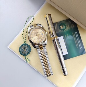 Rolex Datejust Watch with Luxury Pen - Automatic Baton Dial