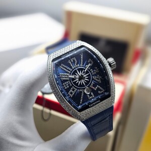 Franck Muller Vanguard Master Watch - Zircon & Premium Leather Luxury