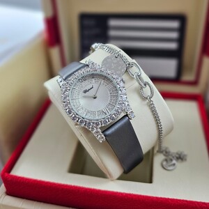 Chopard Watch - Silver Design with Sparkling Stones