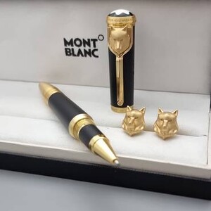 Montblanc Pen & Cufflinks Set - Tiger Head Cap Design