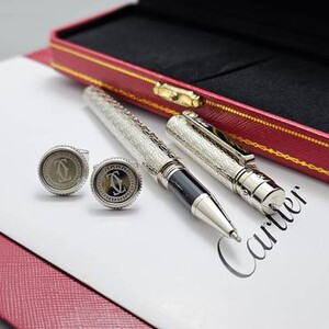 Cartier Pen & Cufflinks Set - Engraved & Cap Design