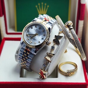 Rolex Datejust Watch with Bracelet & Ring - Elegant Set