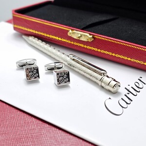 Cartier Pen & Cufflinks Set - Slim Engraved Design