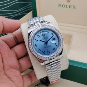 Rolex Day-Date Watch - Arabic Numerals Diamond Set Automatic