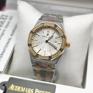Audemars Piguet Royal Oak Watch - Two Tone Silver Gold Diamond Bezel