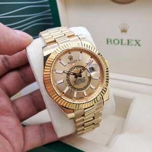 Rolex Sky-Dweller Watch - Gold Bezel Automatic