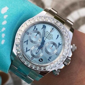 Rolex Daytona Watch - Arabic Numerals Diamond Bezel Automatic