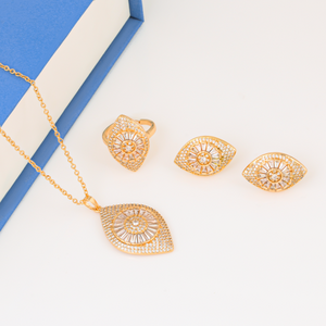 طقم عين الشمس الذهبي طقم زركون ناعم