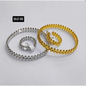 طقم سوار وخاتم مطلي بالذهب بتصميم أشواك | Bracelet - Gold | المقاسات: 15-23 سم