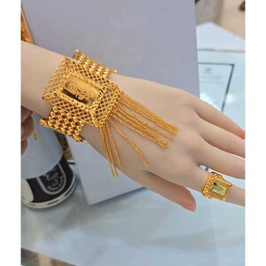 إسوارة ذهبية كلاسيكية - بديل الذهب لا يسبب الحساسية لا يتغير لونه | Bracelet - Gold | المقاسات: 15-23 سم