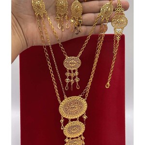 طقم عرائس ذهبي كامل - بديل الذهب لا يسبب الحساسية لا يتغير لونه | Gold Jewelry Set