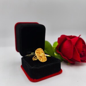 خاتم بديل الذهب بيضاوي بتصميم كلاسيكي فاخر | Ring - Silver | المقاسات: 5-10