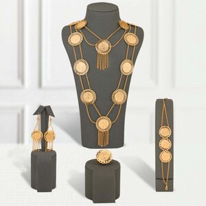 طقم بديل الذهب جنيهات ملكي خطين | Silver Jewelry Set