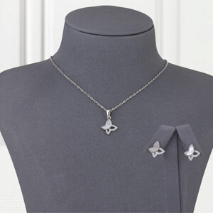 طقم بديل الذهب الفراشة فضي | Silver Jewelry Set