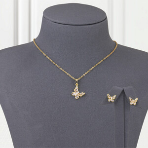 طقم بديل الذهب زركون الفراشة | Silver Jewelry Set