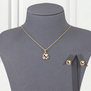 طقم بديل الذهب دائرة اللؤلؤ | Silver Jewelry Set